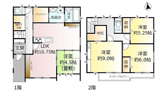 収納が豊富な間取りです。階段下の収納にパントリーに加えウォークインと収納が多いのは良いですね。