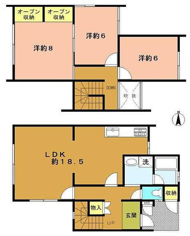 西竹の里タウンハウス(3LDK) 1階の間取り