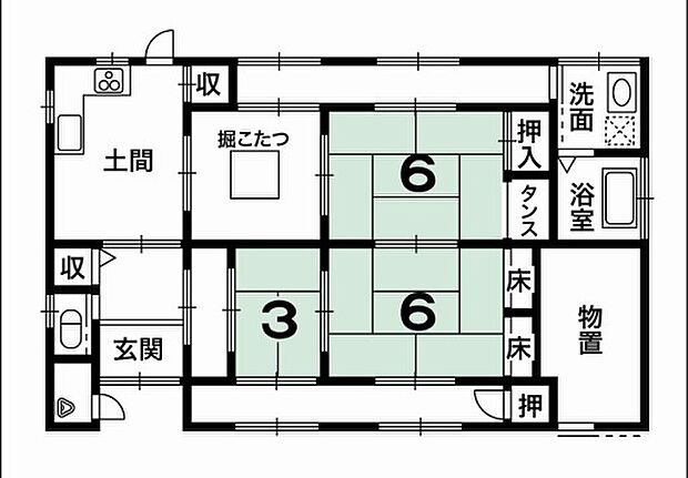 ＪＲ山陰本線 和知駅まで 徒歩3分(4DK)の間取り