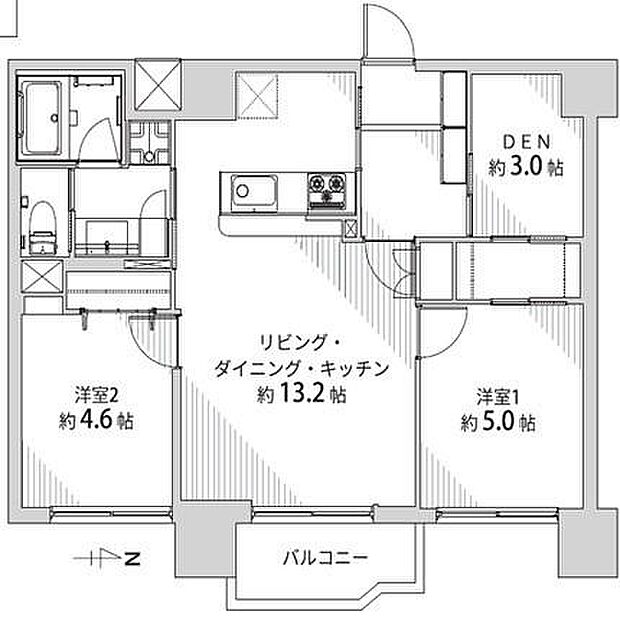 ダイアパレス武蔵小杉(2SLDK) 3階の間取り