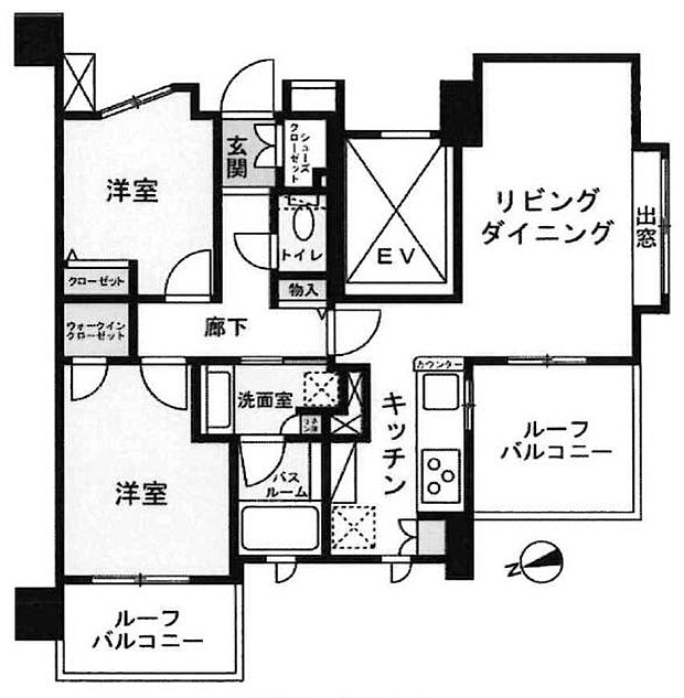 ライオンズグローベル小作ステーションプラザ(2LDK) 8階の間取り