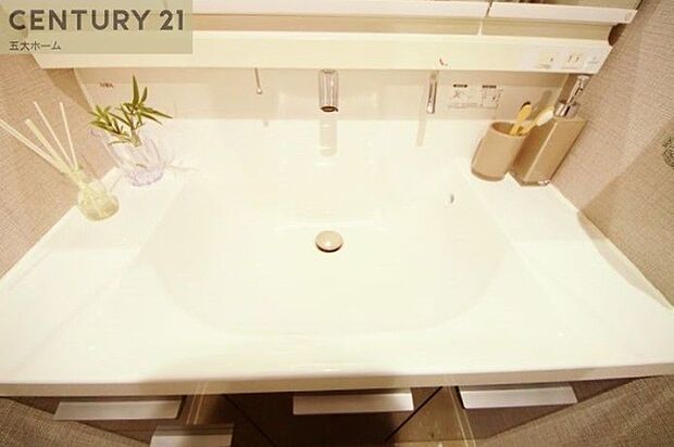 大きな洗面台のボウルは手や顔を洗ったり、ホームクリーニングの時にも使いやすいです。