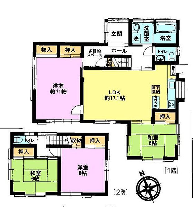 4LDKの魅力的な間取り！LDKはゆったりとした空間で、ご家族との団らん時間が、より一層充実したものになりますね！家族との仲が深まり、自然と笑顔が増えそうです！