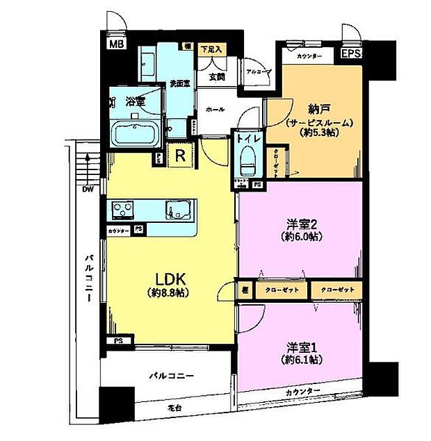 2SLDKの魅力的な間取り！LDKはゆったりとした空間で、ご家族との団らん時間が、より一層充実したものになりますね！家族との仲が深まり、自然と笑顔が増えそうです！