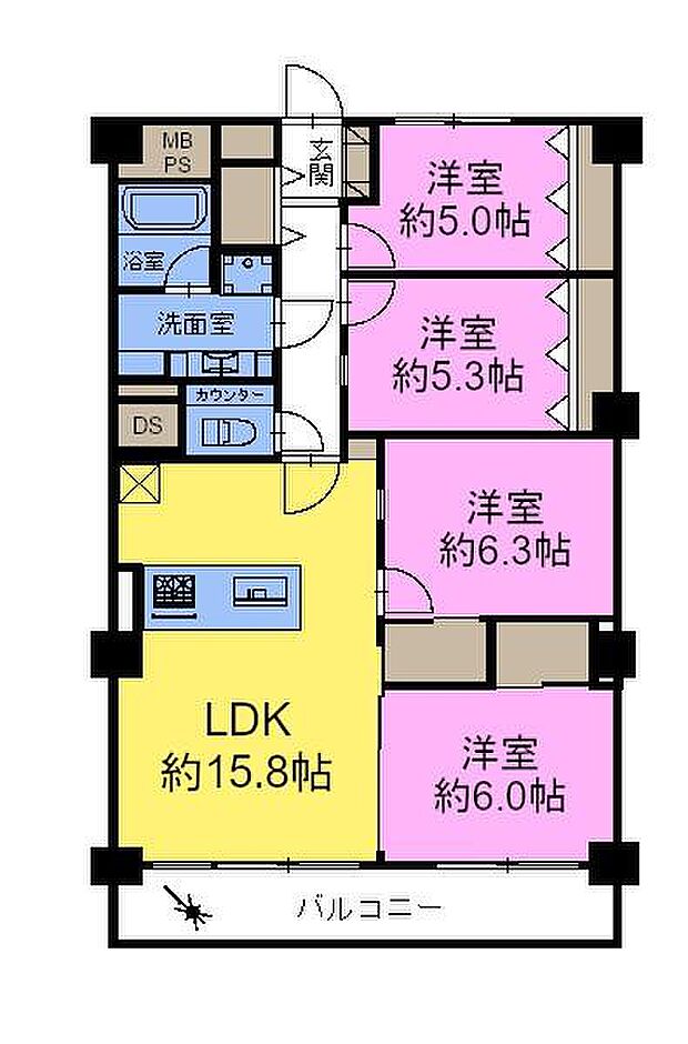 4LDKの魅力的な間取り！LDKはゆったりとした空間で、ご家族との団らん時間が、より一層充実したものになりますね！家族との仲が深まり、自然と笑顔が増えそうです！