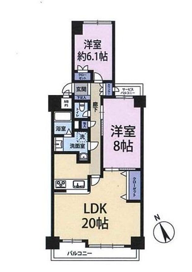 サンヴェール保土ケ谷(2LDK) 10階の間取り