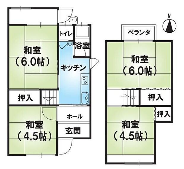 山科区四ノ宮小金塚(4K)の間取り