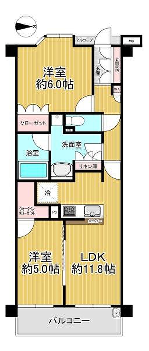 プレサンスロジェ此花シティ(2LDK) 2階の間取り