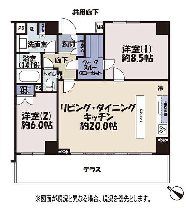 パルスグランレジオつくば千現(2LDK) 2階の間取り