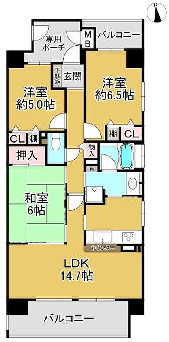 ファミール東加賀屋きらめきの街(3LDK) 3階の間取り