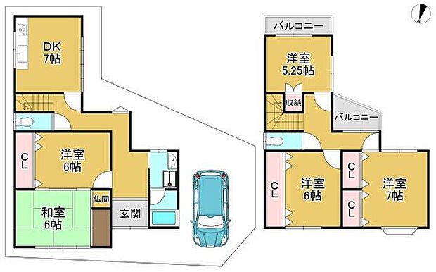 近鉄南大阪線 布忍駅まで 徒歩4分(5DK)の間取り