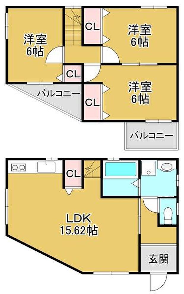 近鉄南大阪線 河内天美駅まで 徒歩9分(3LDK)の間取り