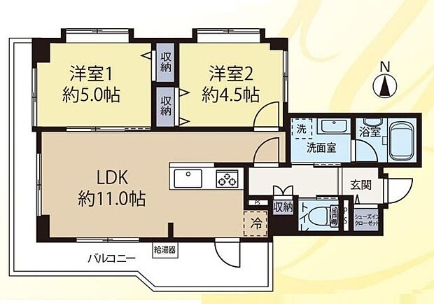 ダイナシティ府中(2LDK) 7階の間取り