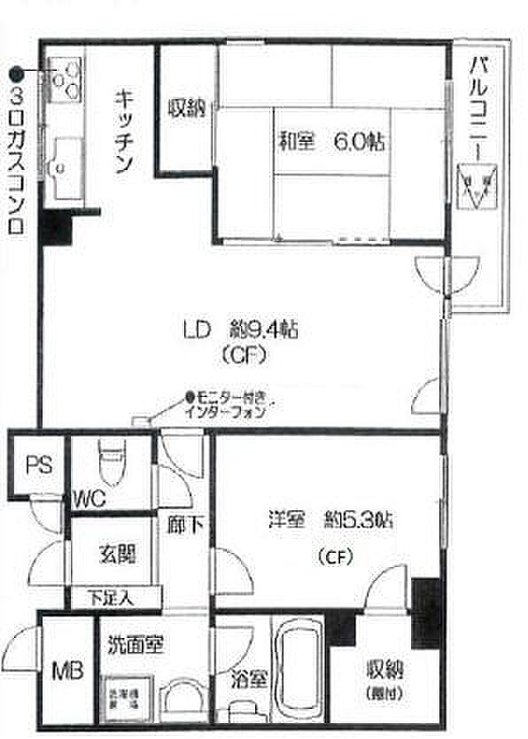 パークサイド駒川(2LDK) 2階の間取り