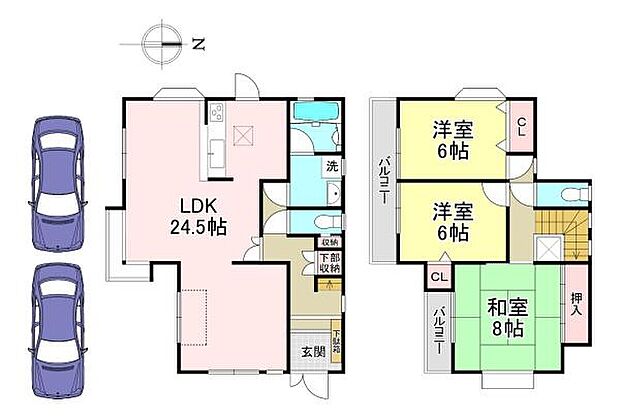 間取り・3LDK　LDLは24.5帖の大空間です