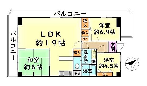 コーストアベニュー岸和田コーポラス1号棟　中古マンション(3LDK) 10階の間取り