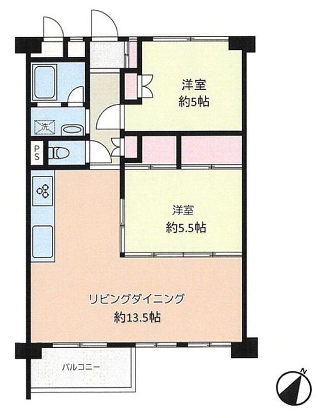 菱興青葉台第2マンション(2LDK) 4階の間取り