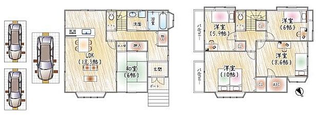 京阪本線 香里園駅までバス約7分 成田町バス停 徒歩8分(5LDK)の間取り