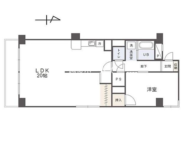 チサンマンション新潟(1LDK) 4階の間取り