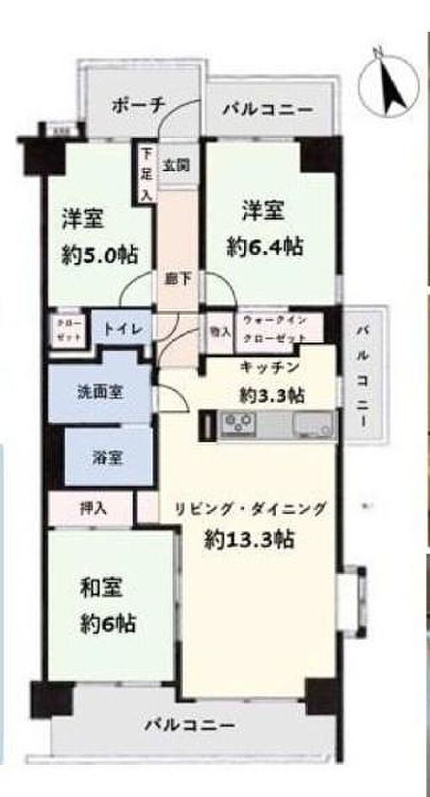 76.80平米3LDK角部屋