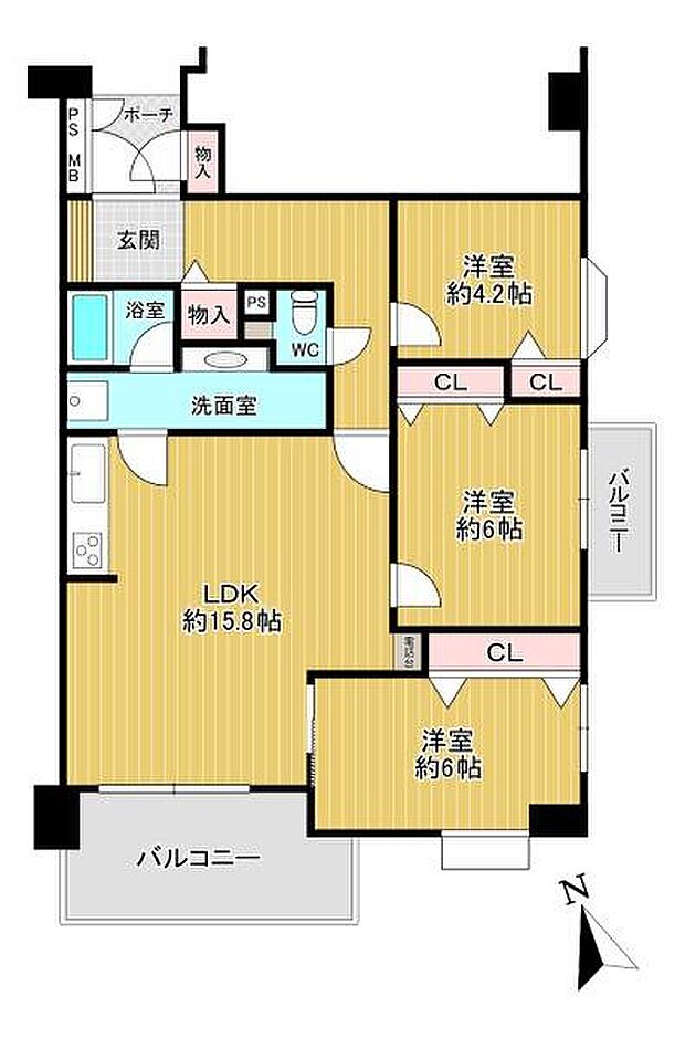 パークサイド駒川(3LDK) 3階の間取り