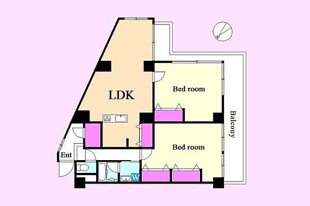 青葉台マンション(2LDK) 6階の間取り