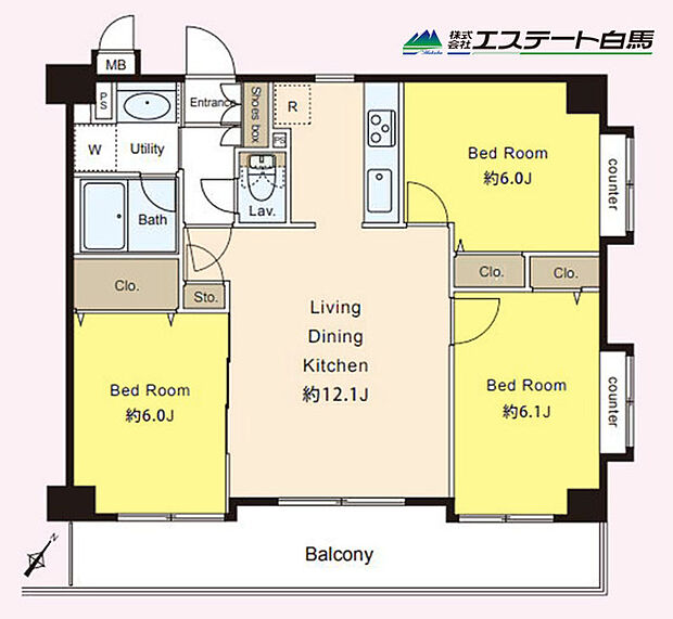 クレアメゾン狭山(3LDK) 2階の間取り