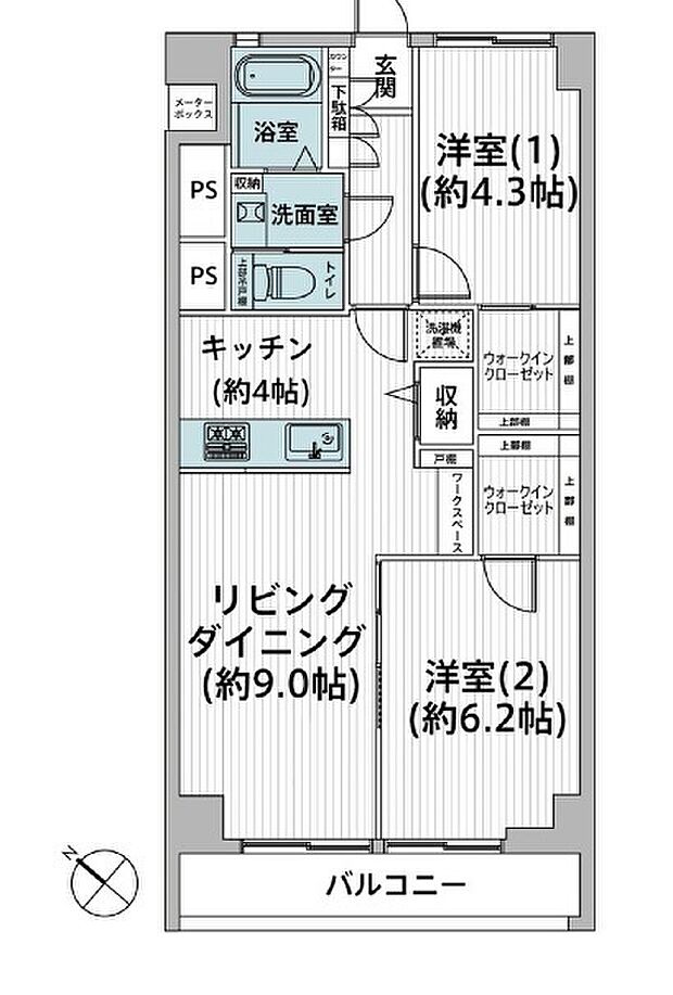 クリーンハイツ大宮(2LDK) 2階の間取り