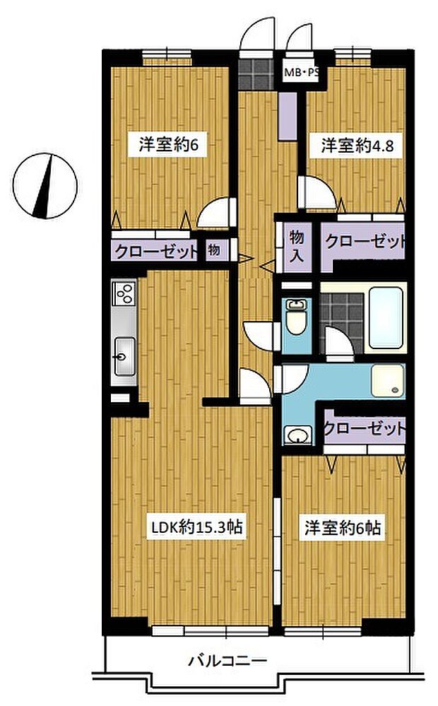 ライオンズマンション大宮指扇第2(3LDK) 11階の間取り