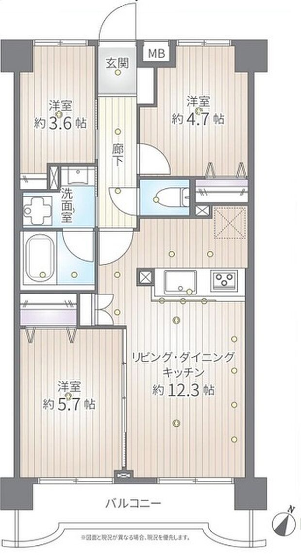 武蔵浦和西ガーデンハウス(3LDK) 2階の間取り