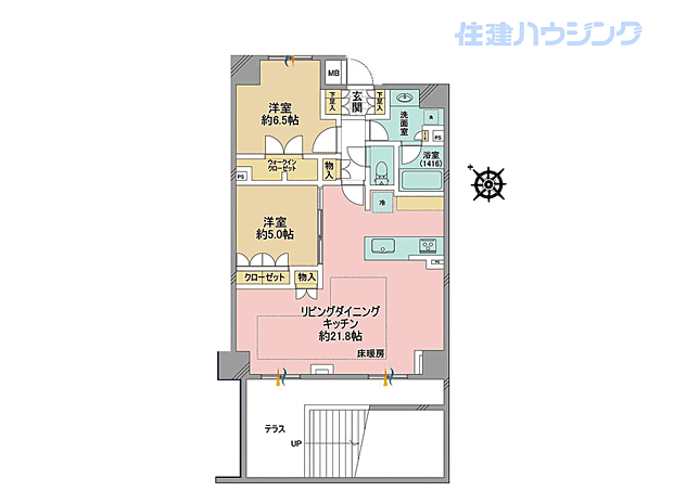 オープンレジデンシア大井町ゼームス坂(2LDK) B1階の間取り