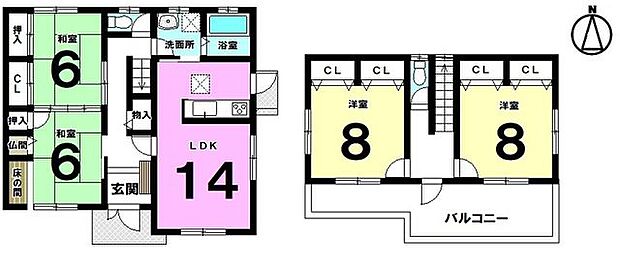 中古戸建　大和町妙興寺(4LDK)の間取り