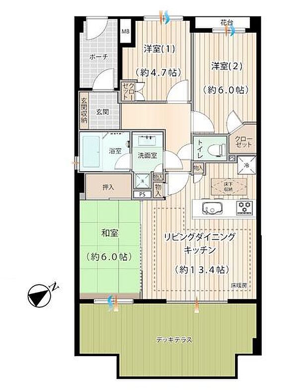 クレッセント横浜岸谷台(3LDK) 1階の間取り