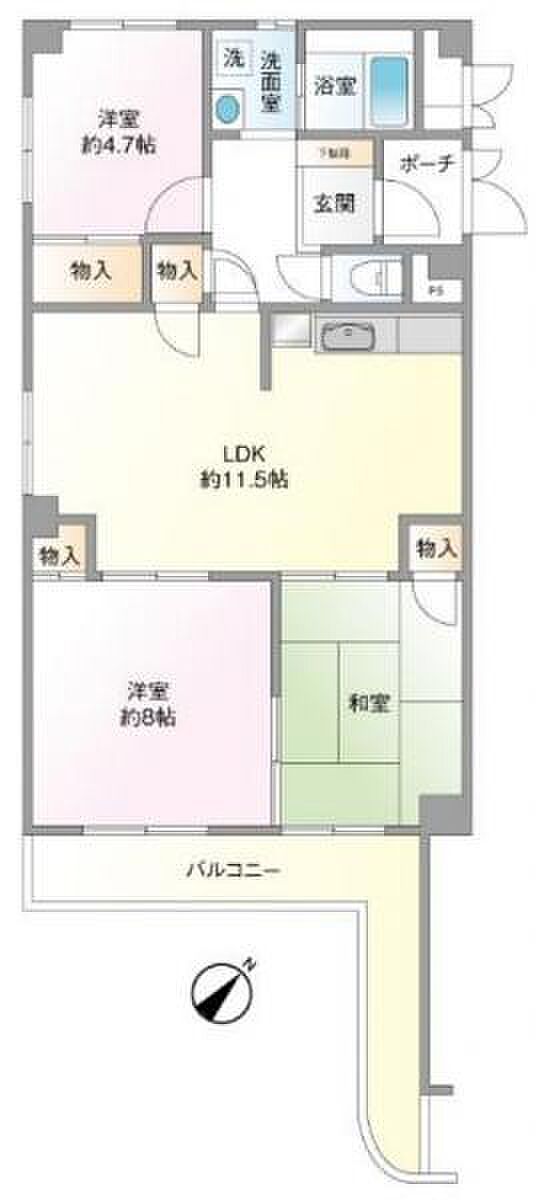 プラザ高羽(3LDK) 2階の間取り