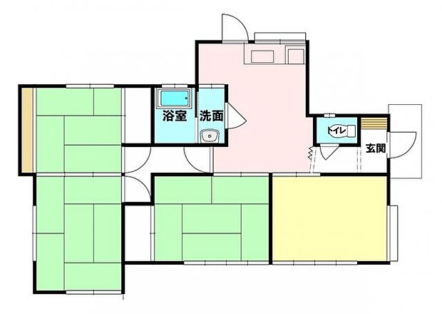 結城市結城　平屋戸建(4DK)の間取り