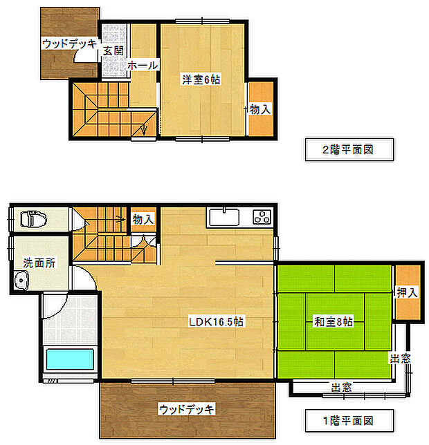 湯布高原別荘地B3-6(2LDK)の間取り