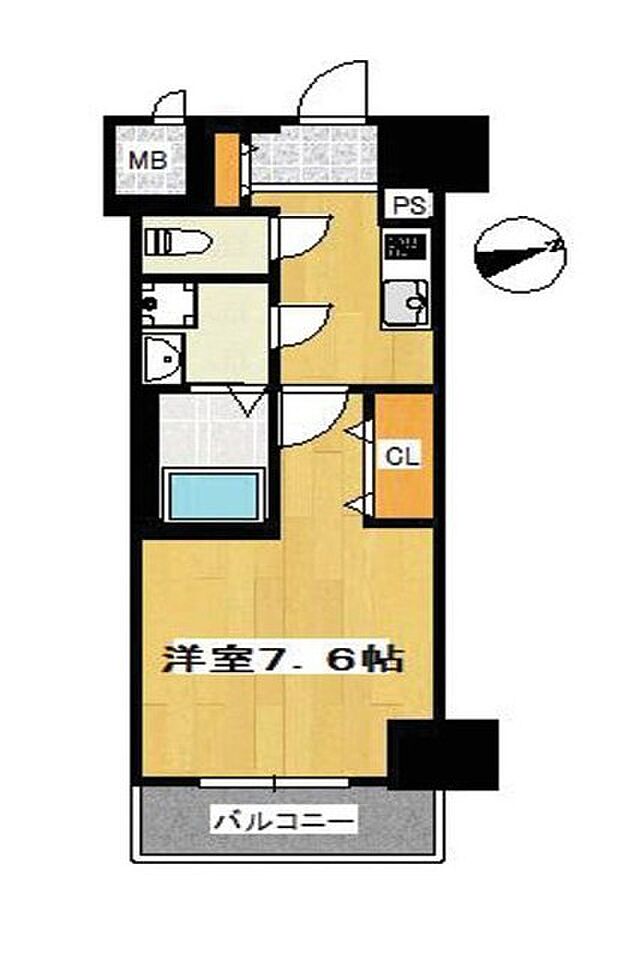 エグゼ大阪城(1K) 3階の間取り