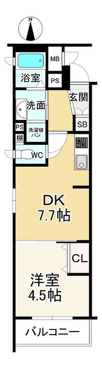 ベラジオ堀川今出川(1DK) 4階の間取り