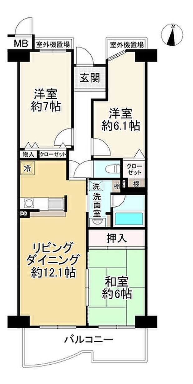 アドリーム交野　3階(3LDK) 3階の間取り