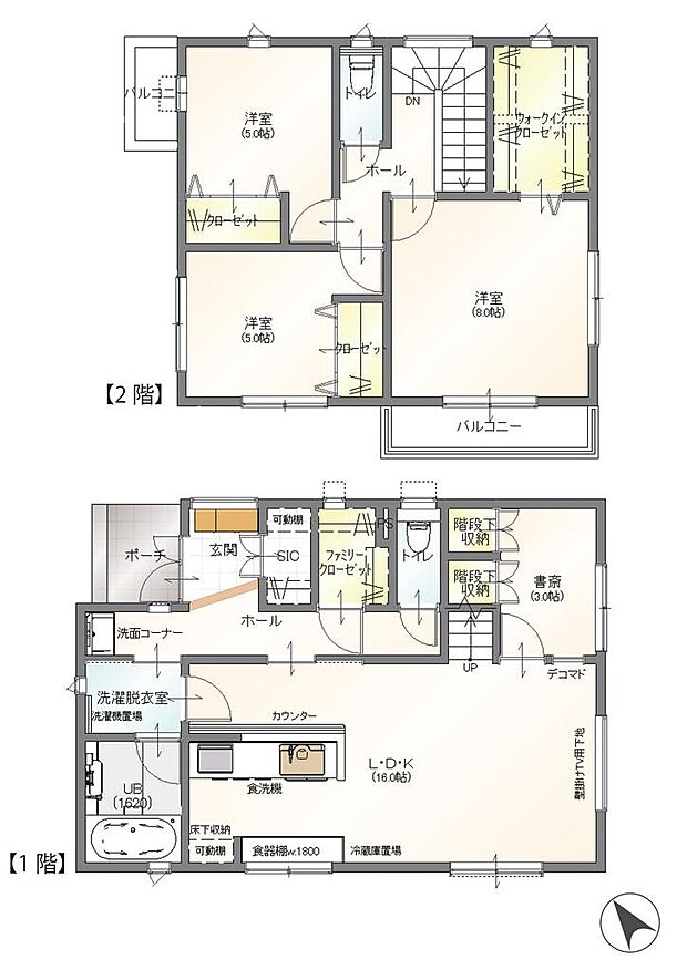 （制震装置ミライエ搭載）印西市鹿黒南3丁目戸建て(3SLDK)の間取り