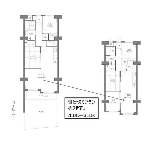 ライオンズマンション北千住第六(2LDK) 1階の間取り