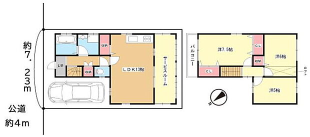 豊中市宮山町4丁目(3LDK)の間取り