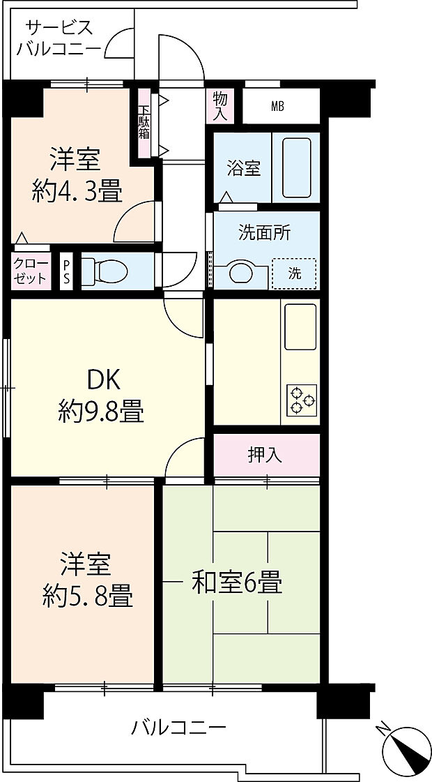 室内リフォーム歴あり！3DKの間取り