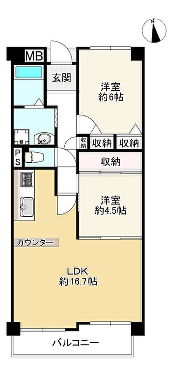 ルネ・パークプラザ(2LDK) 3階の間取り