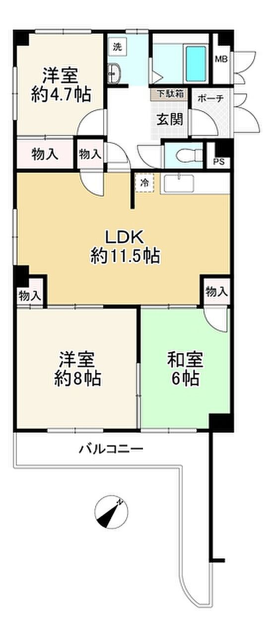 プラザ高羽(3LDK) 2階の間取り