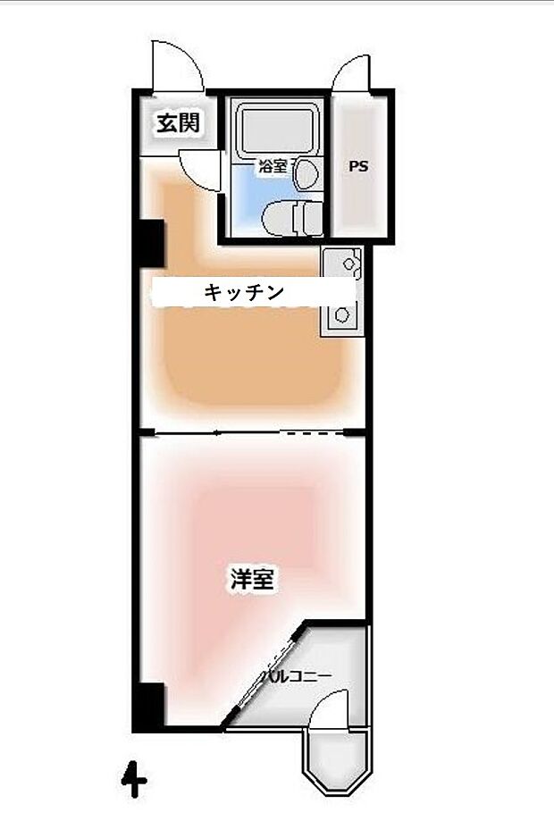 インペリアル赤阪フォラム(1K) 5階の間取り