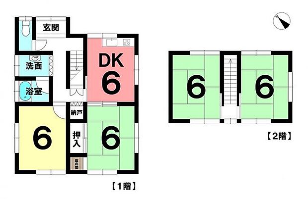 中古戸建　市街化区域(4DK)の間取り