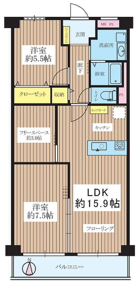 新大阪グランドハイツ2号棟(2SLDK) 8階の間取り