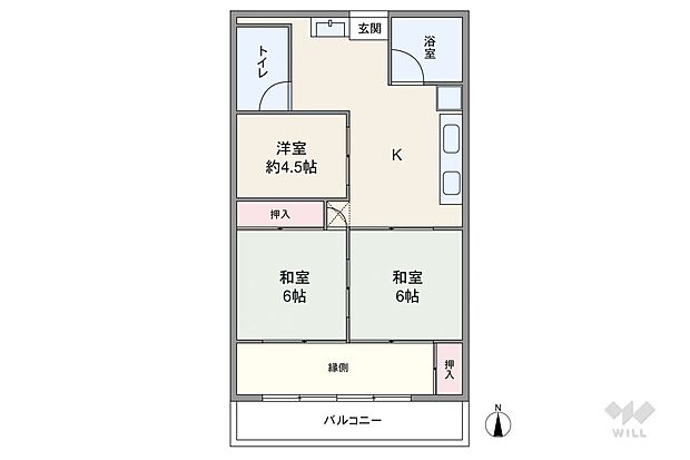 間取りは専有面積57.54平米の3LDK。