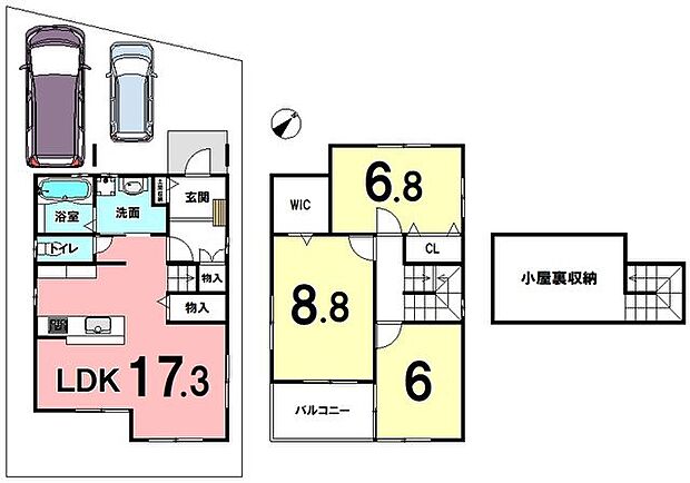 新築戸建 羽束師古川町ニュータウン(3LDK)の間取り